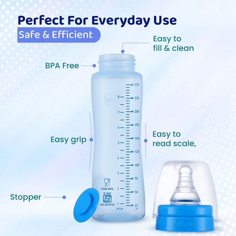 Feed Easy Blue Colored Narrow Neck Feeding Bottle (250ml) image number 5
